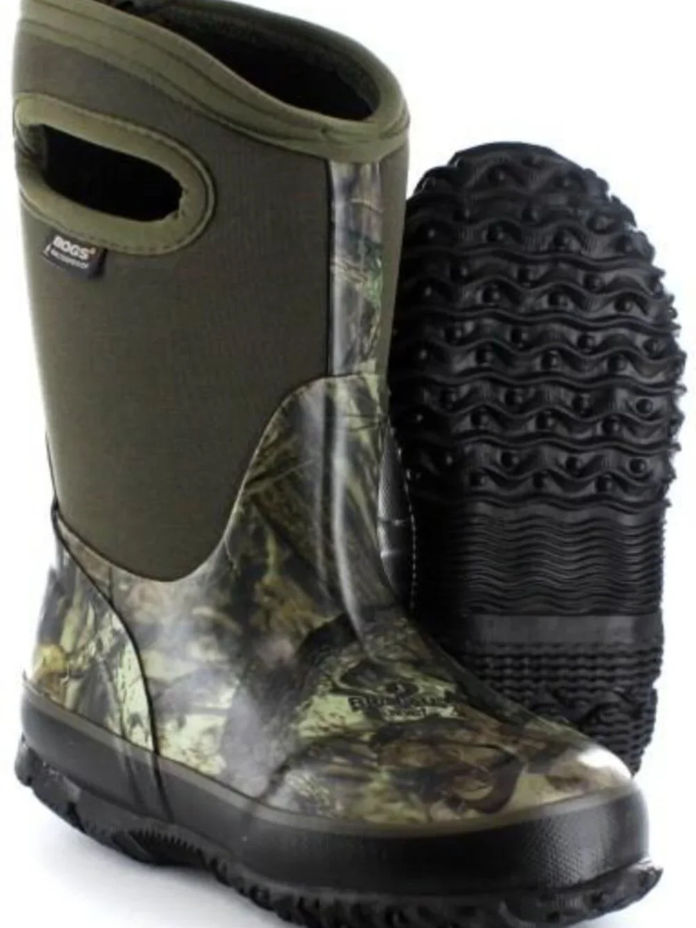 Bogs Boy's Green Black Classic High Mossy Oak WP Pull On Handle Snow Boots 13